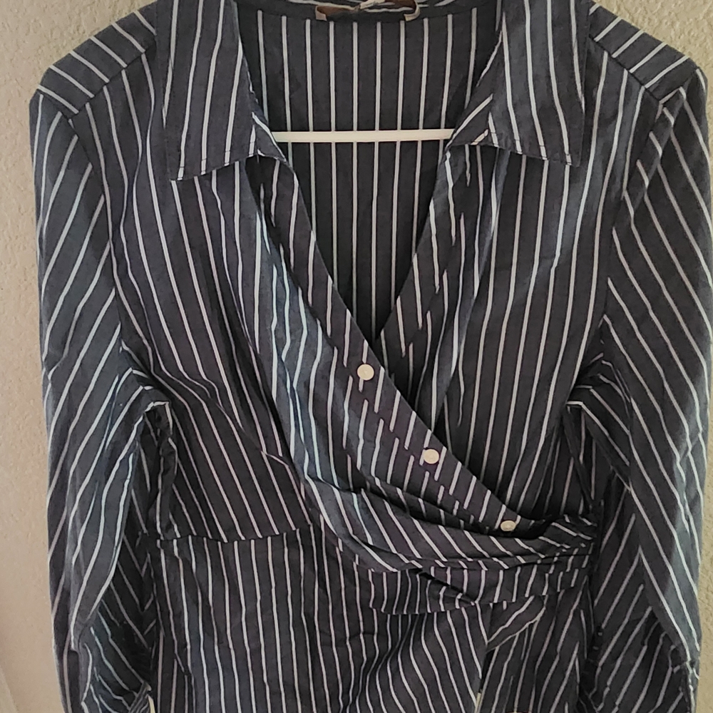 Ann Taylor Navy Striped Blouse